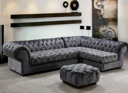 Classic Chesterfield Fabric L-shape Couch Living landscape Corner sofa Suite